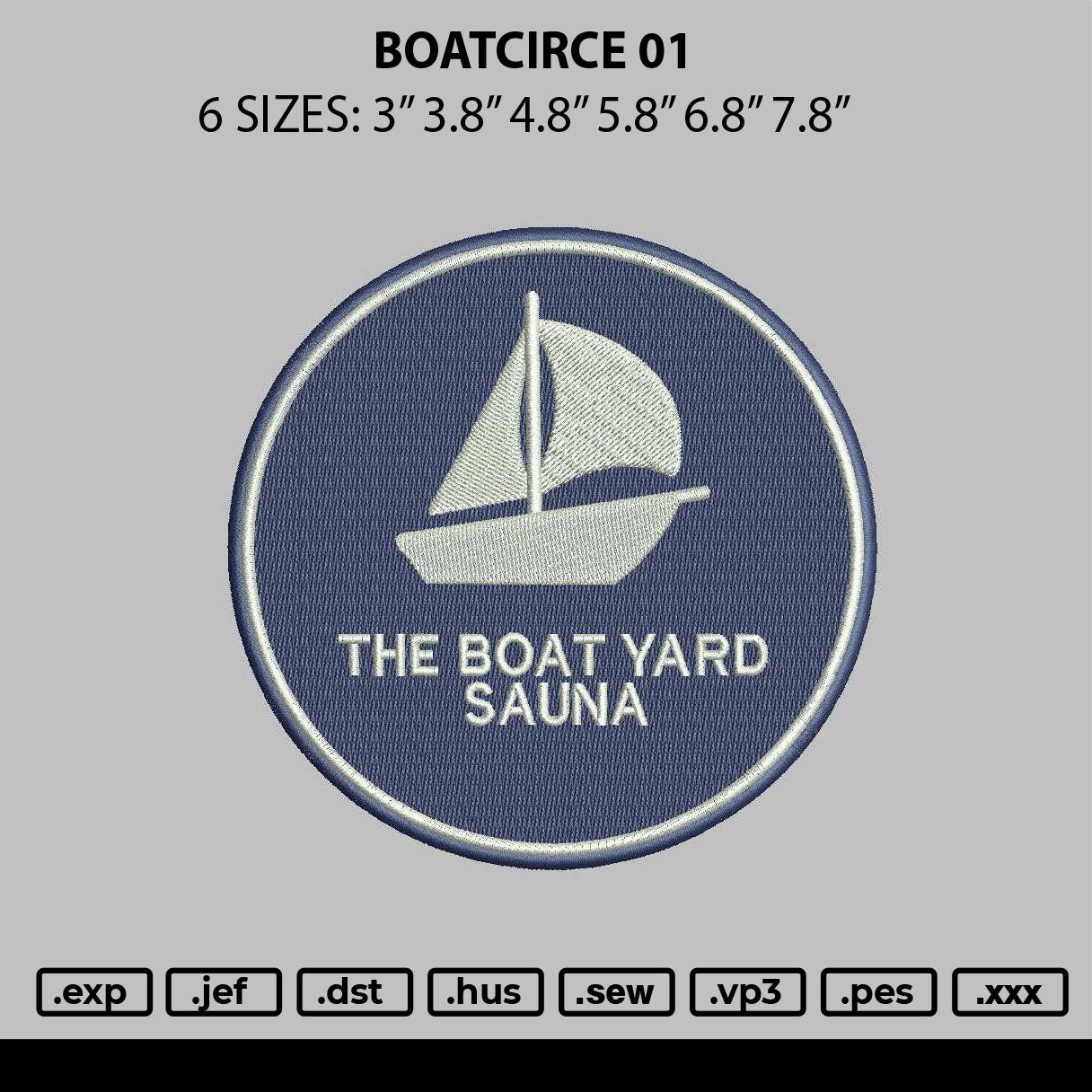 Boatcircle 01 Embroidery File 6 sizes