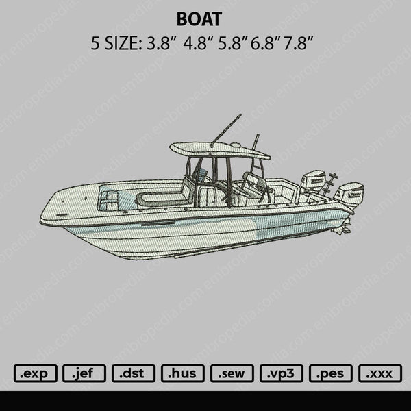 Boat Embroidery File 5 sizes