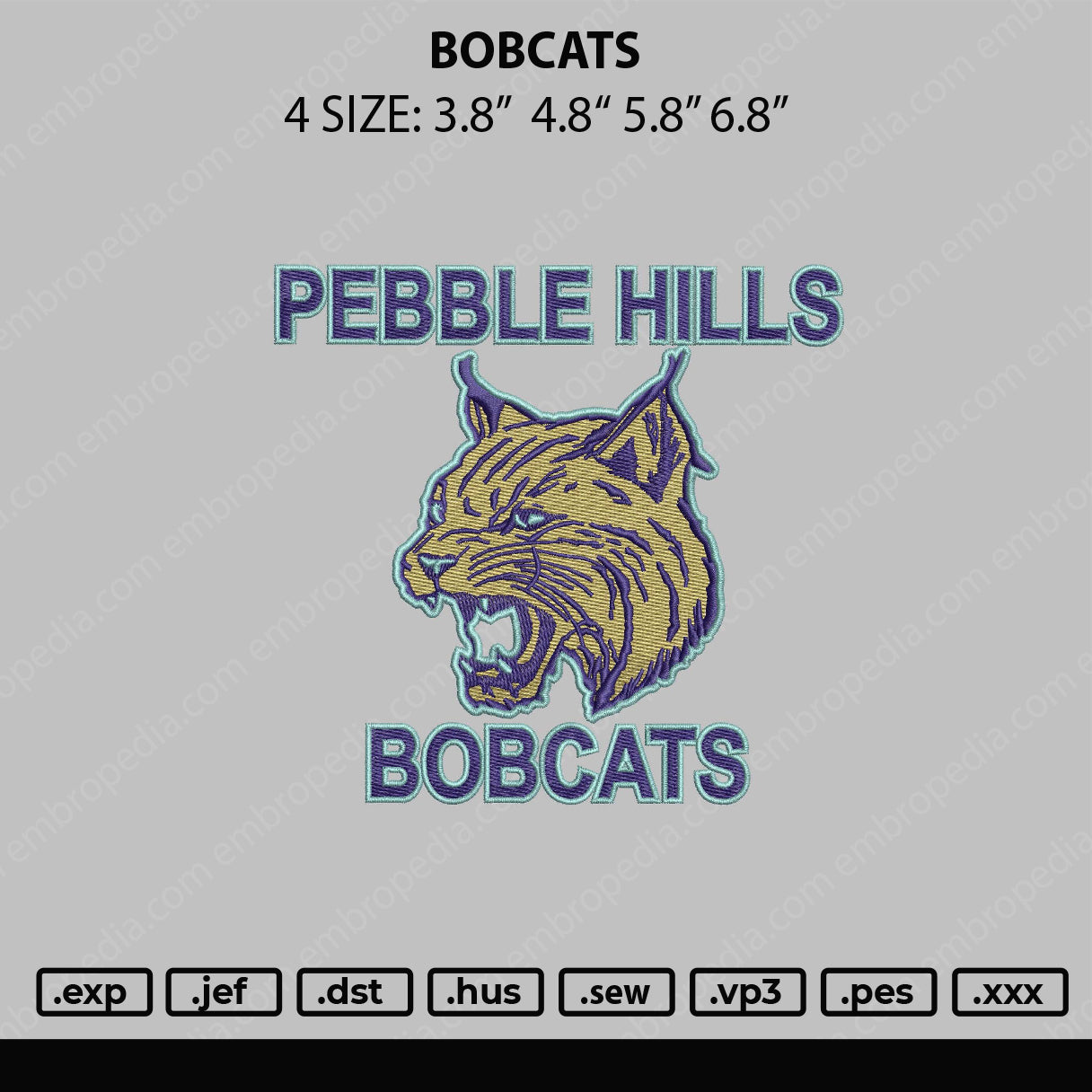 Bobcats Embroidery File 4 sizes