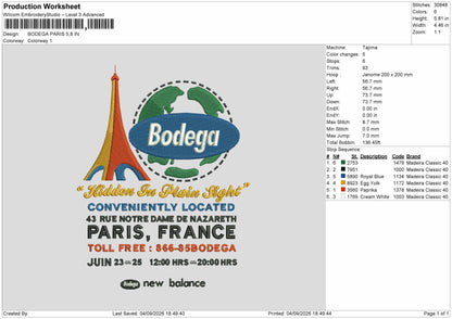 Bodega Text Embroidery Machine Design File 6 sizes