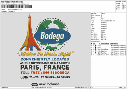 Bodega Text Embroidery Machine Design File 6 sizes