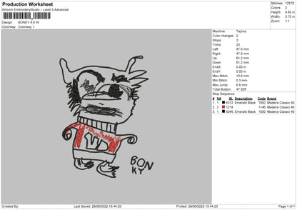 Bonky Embroidery Machine Design File 4 size