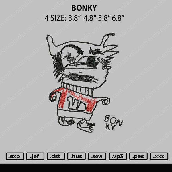 Bonky Embroidery File 4 size