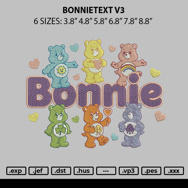 Bonnietext V3 Embroidery File 6 sizes