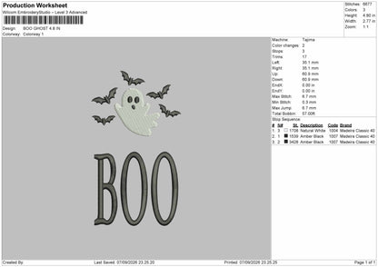 Boo Text 0709 Embroidery Machine Design File 6 sizes