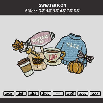 Sweater icon Embroidery Machine Design File 6 sizes