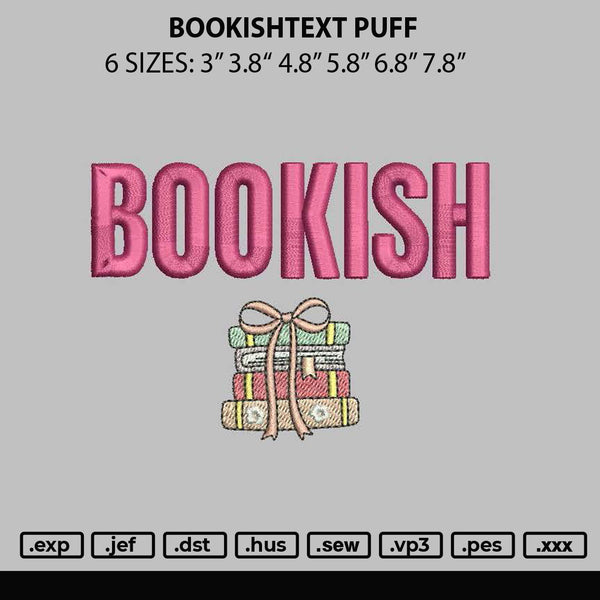 Bookishtext Embroidery File 6 sizes