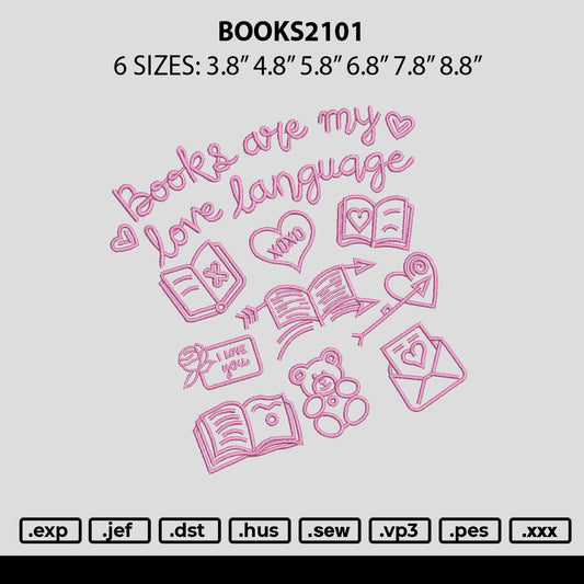 Books2101 Embroidery File 6 sizes