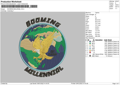 Booming Millenial Embroidery File 4 size