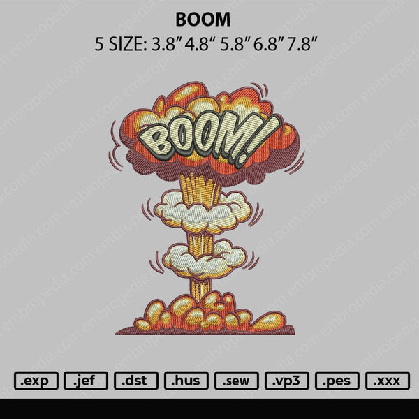 Boom Embroidery File 5 sizes