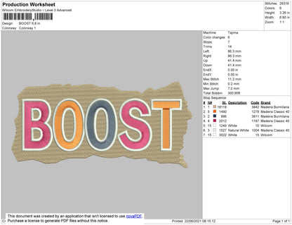 Boost Text Embroidery File 4 size