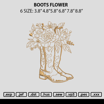 Boots Flower Embroidery File 6 sizes