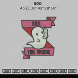 Boo Embroidery File 4 sizes