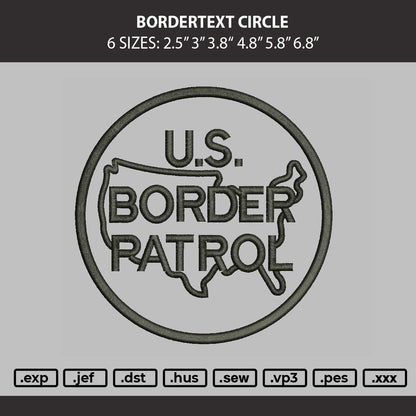 Bordertext Circle Embroidery Machine Design File 6 sizes
