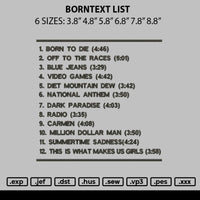 Borntext List Embroidery File 6 sizes