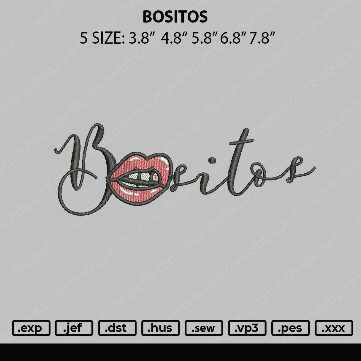 Bositos Embroidery File 5 sizes