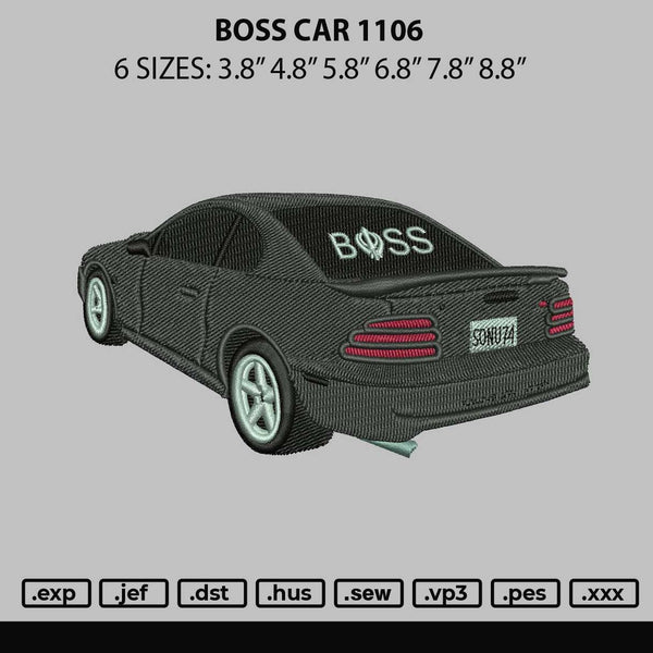 Boss Car 1106 Embroidery File 6 sizes