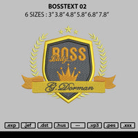 Bosstext 02 Embroidery File 6 sizes