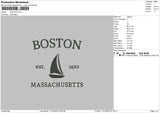 Boston Embroidery File 6 sizes