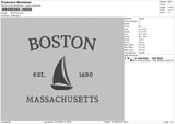 Boston Embroidery File 6 sizes