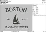 Boston Embroidery File 6 sizes