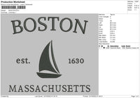 Boston Embroidery File 6 sizes