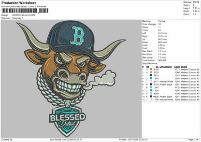 Bulls Head 0907 Embroidery Machine Design File 6 sizes