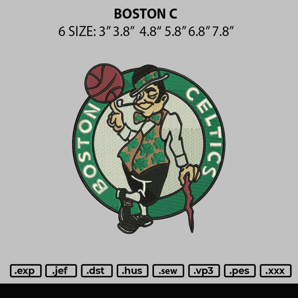 Boston C Embroidery File 6 Sizes