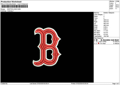 Boston0602 B Embroidery File 6 sizes