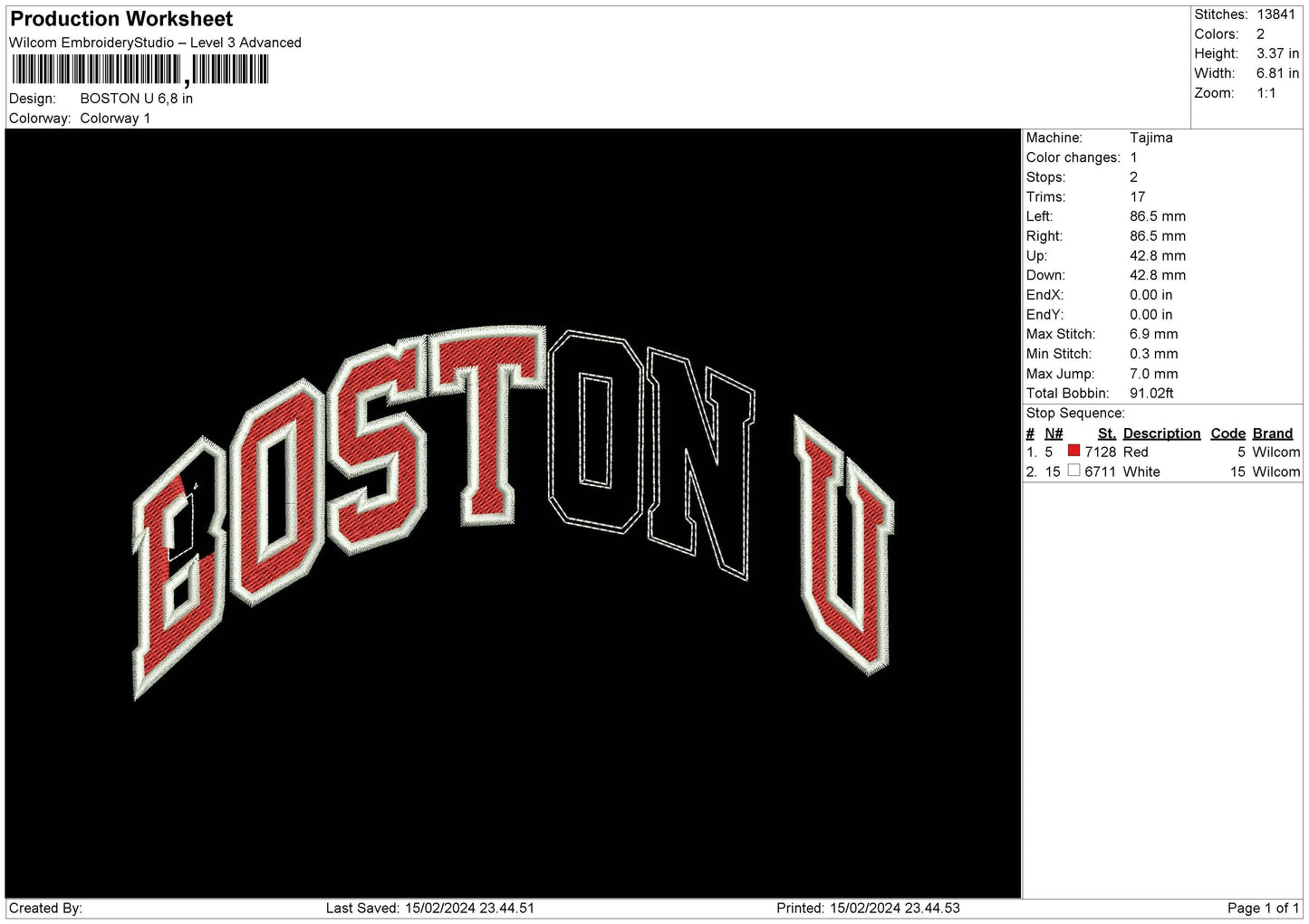Bostontext Embroidery File 6 sizes