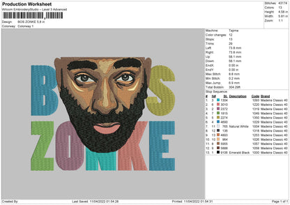 Bos Zonke Embroidery File 4 size