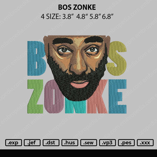 Bos Zonke Embroidery File 4 size