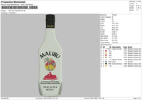 Bottle Malibu Embroidery File 5 size