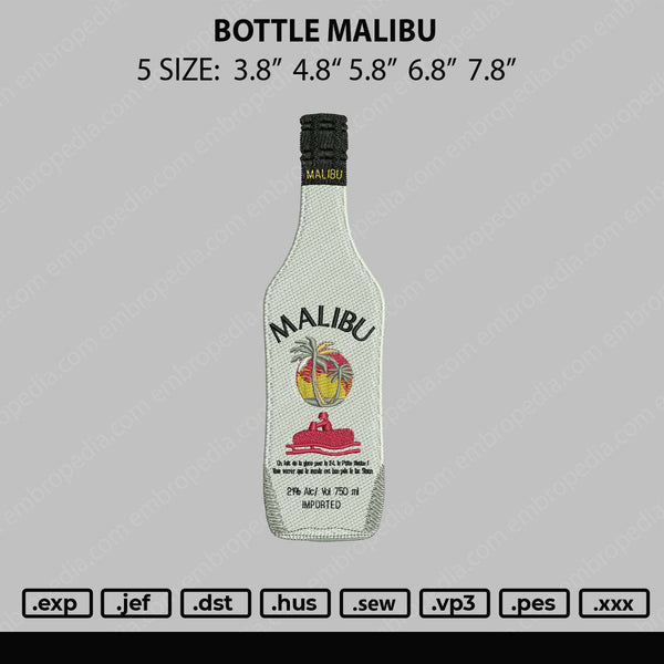 Bottle Malibu Embroidery File 5 size