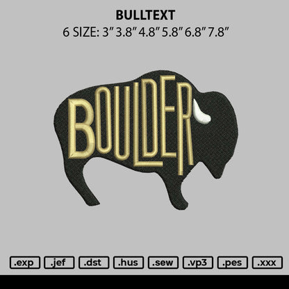 Bulltex Embroidery Machine DesignFile 6 sizes