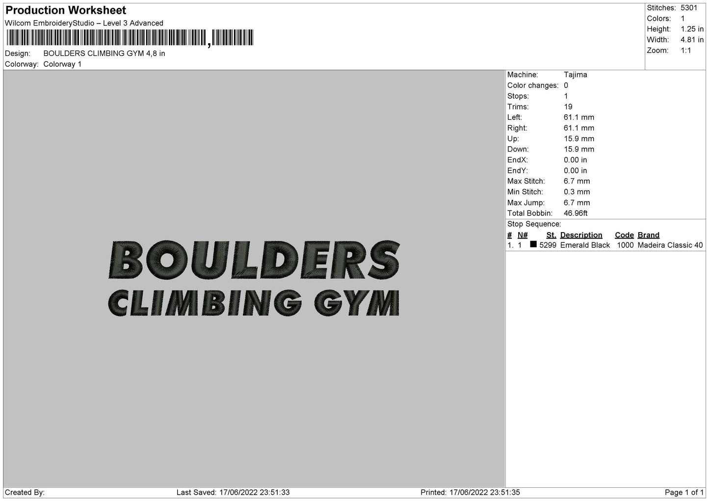 Boulders Climbing Gym Embroidery File 4 size