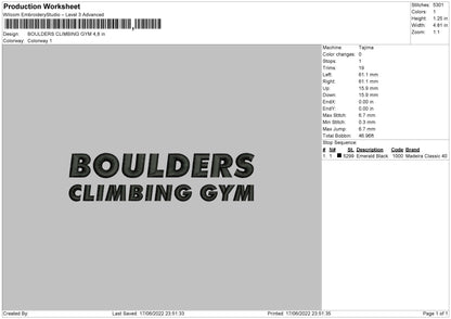 Boulders Climbing Gym Embroidery File 4 size