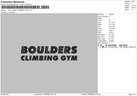 Boulders Climbing Gym Embroidery File 4 size