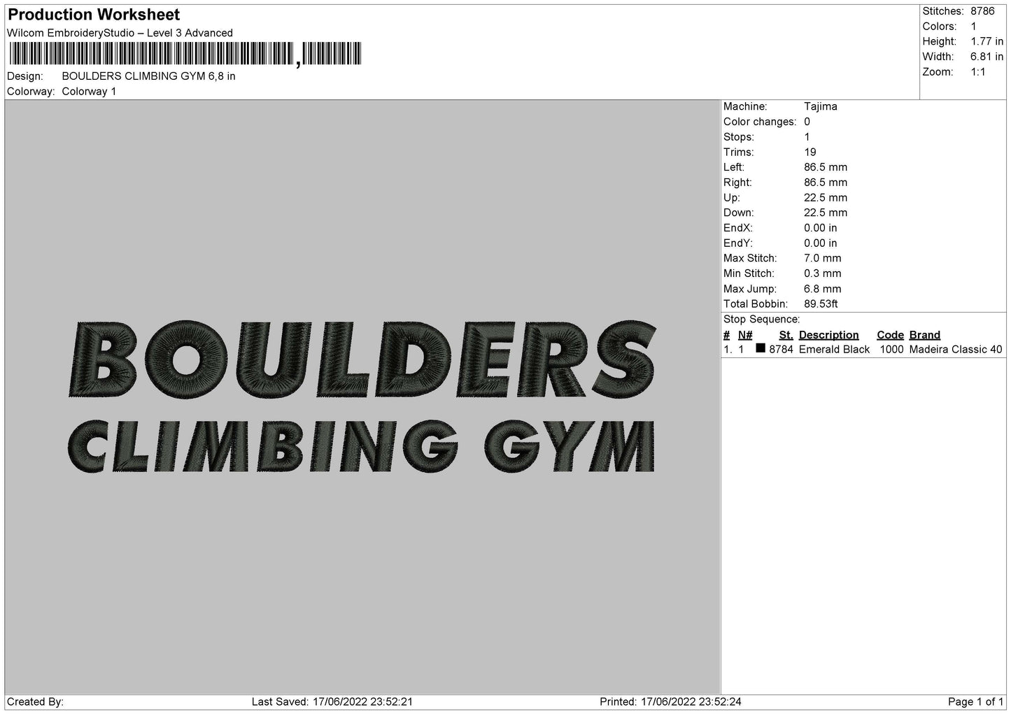 Boulders Climbing Gym Embroidery File 4 size