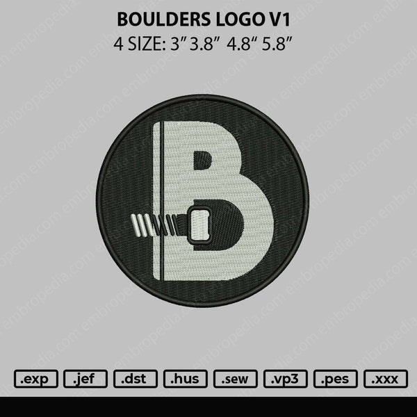 Boulders Logo V1 Embroidery File 4 size