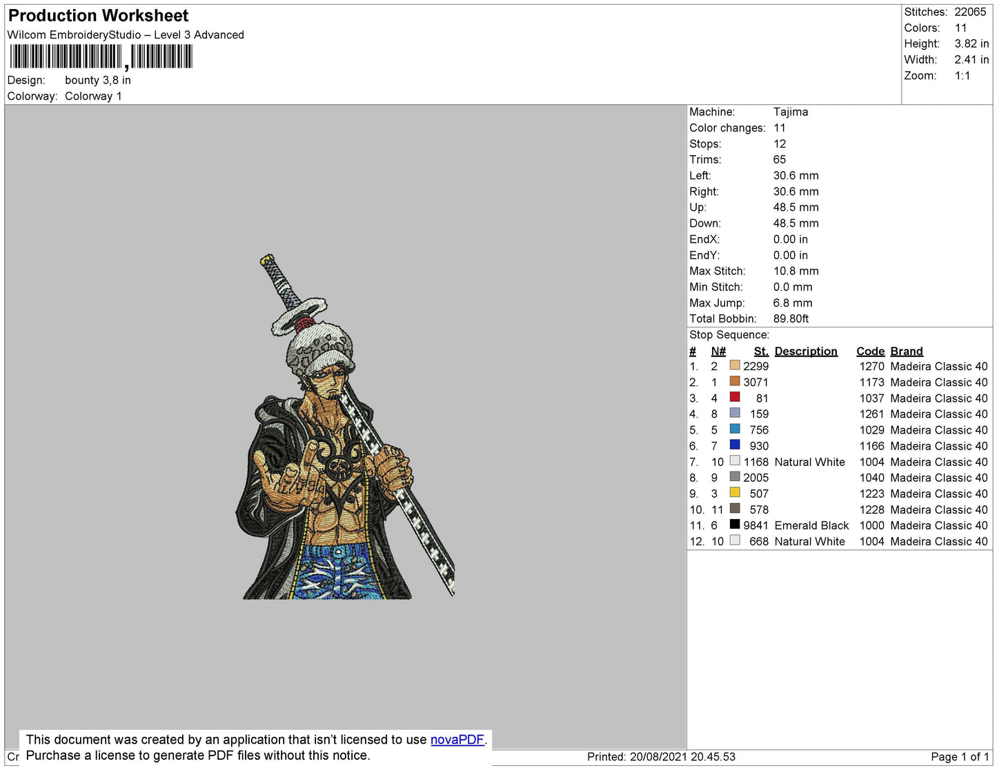 Bounty Embroidery File 4 size