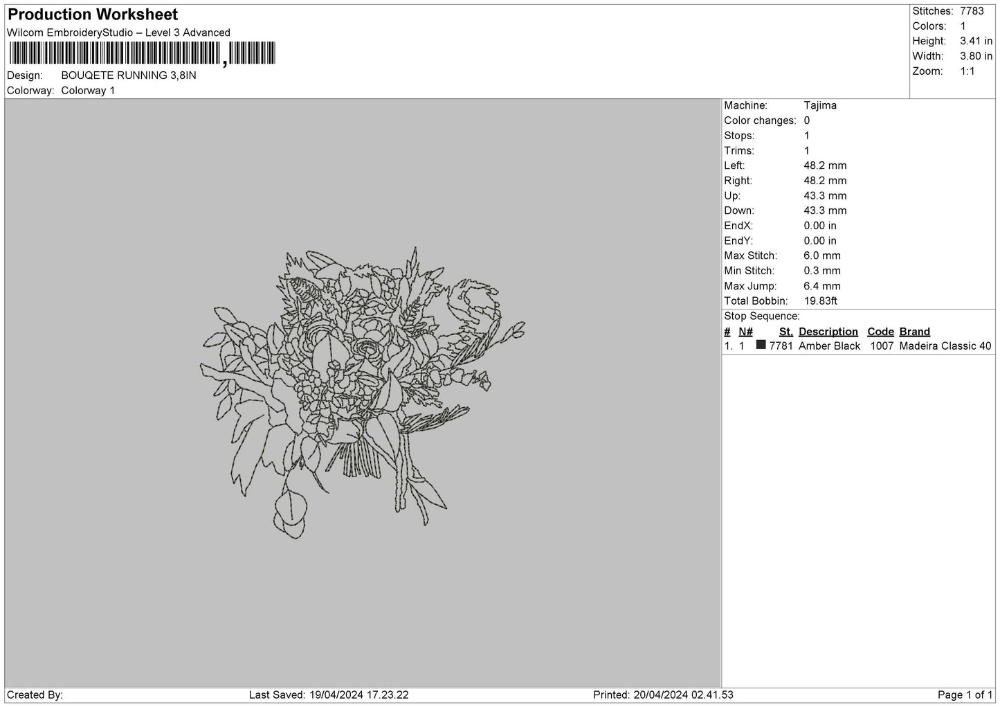 Flowers Outline Embroidery File 6 sizes