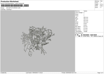 Flowers Outline Embroidery File 6 sizes