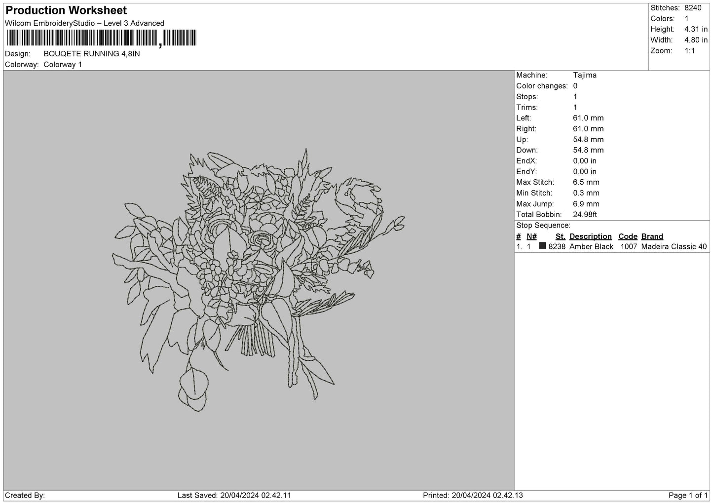 Flowers Outline Embroidery File 6 sizes