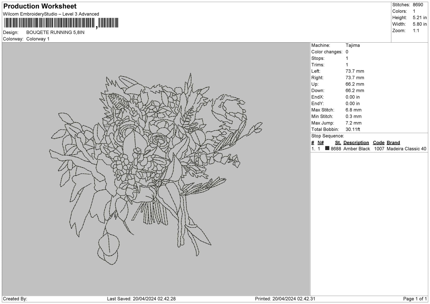 Flowers Outline Embroidery File 6 sizes