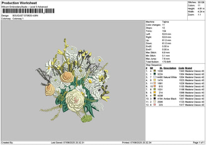 Bouquete 0708 Embroidery File 6 sizes