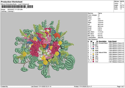 Bouquete 1711 Embroidery File 6 sizes