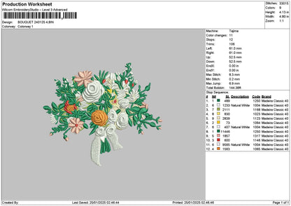 Bouquete 2401 Embroidery File 6 sizes