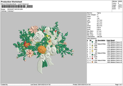 Bouquete 2401 Embroidery File 6 sizes
