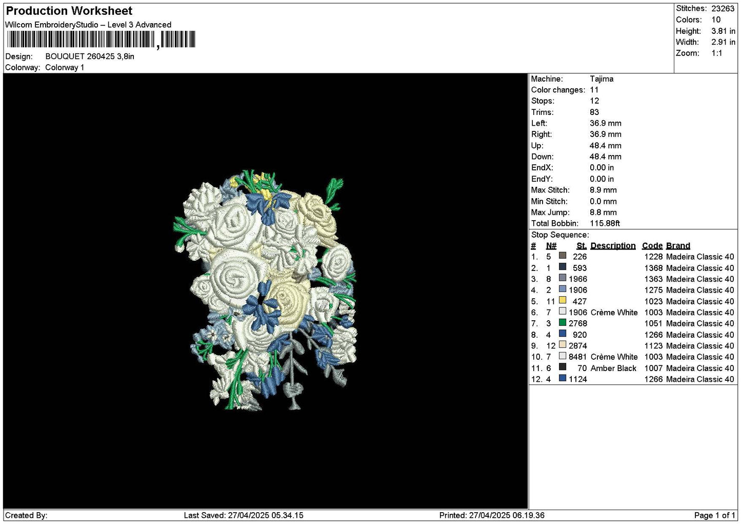 Bouquete 2604 Embroidery File 6 sizes
